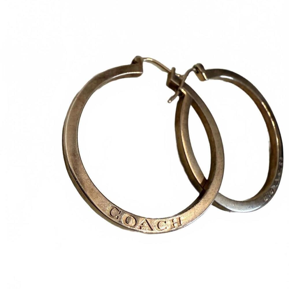 Auth Coach Gold Hoop Earrings- GUC - Picture 2 of 4